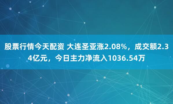 股票行情今天配资 大连圣亚涨2.08%，成交额2.34亿元，今日主力净流入1036.54万